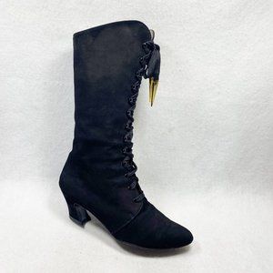 Charles Jordan Paris Black Lace Up Mid Calf Heeled Boots 8 Condition : Fair